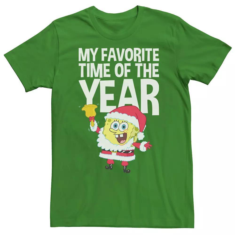Men's Spongebob Squarepants Santa Christmas Favortie Time Tee, Size: Small, Navy Grey Product Image