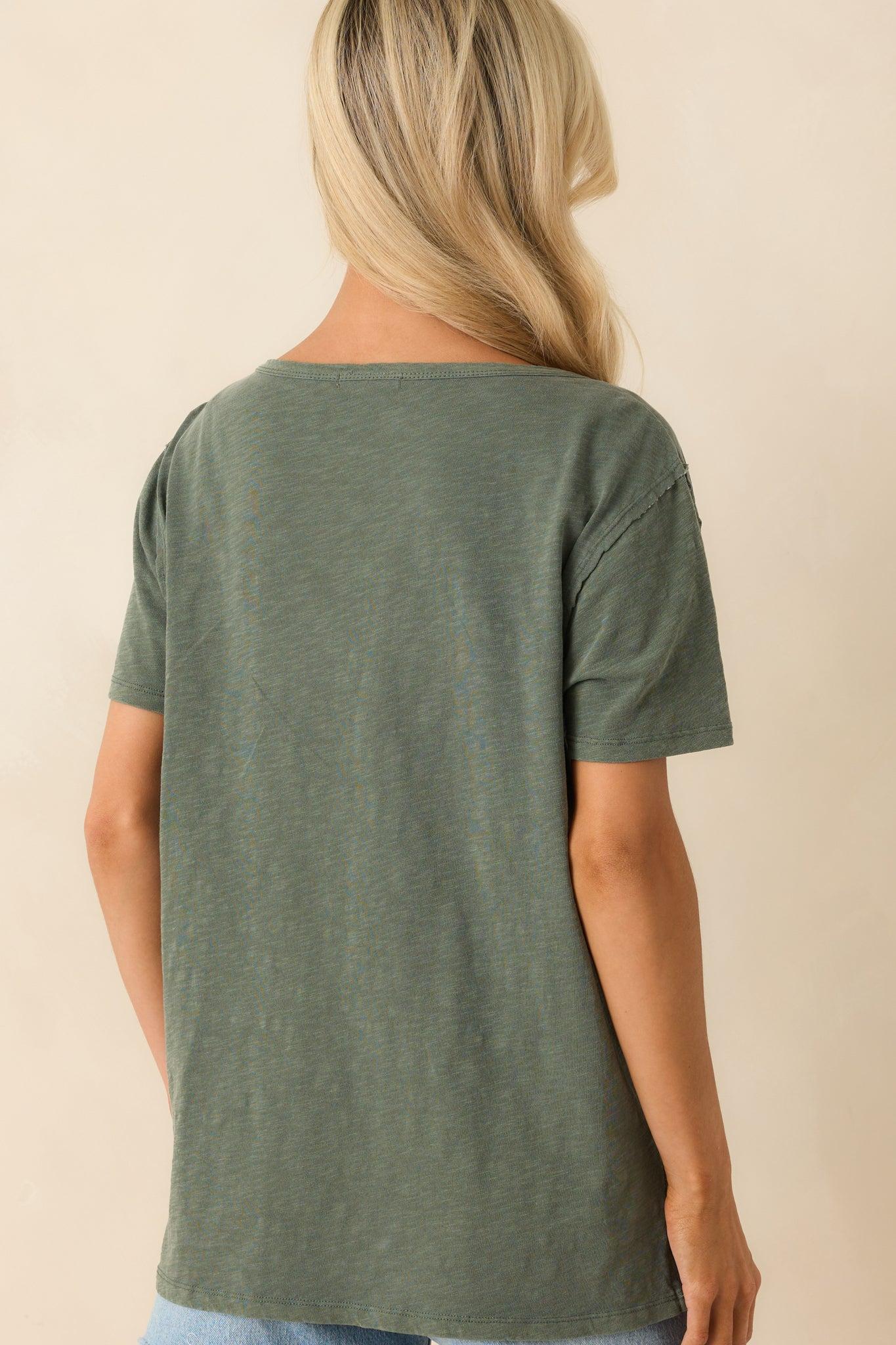 Z Supply Hunter Green Cotton Lively Slub V-Neck Tee Product Image