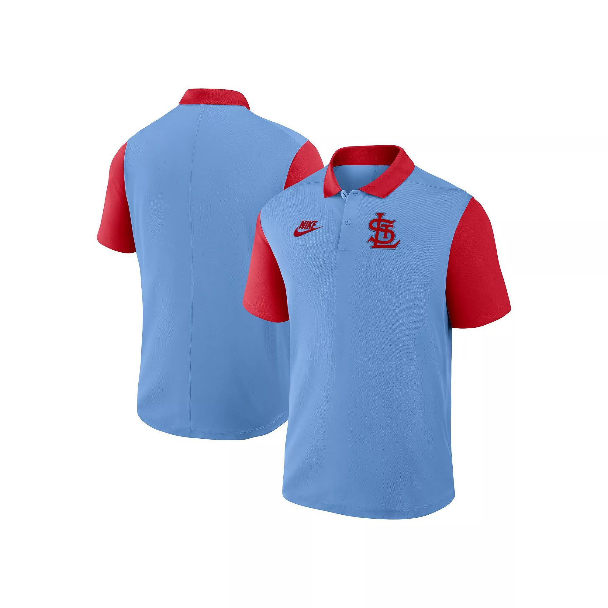 Men's Nike Light Blue/Red St. Louis Cardinals Cooperstown Collection Color-Block Victory Performance Polo, Size: XXL Product Image