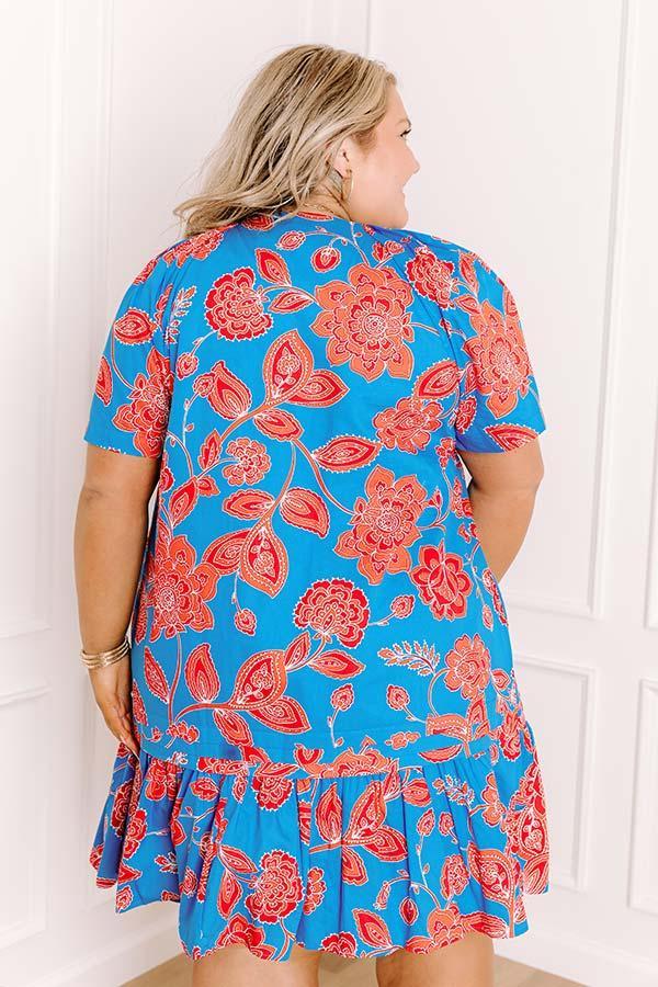 Serene Moment Floral Mini Dress in Ocean Blue Curves Product Image