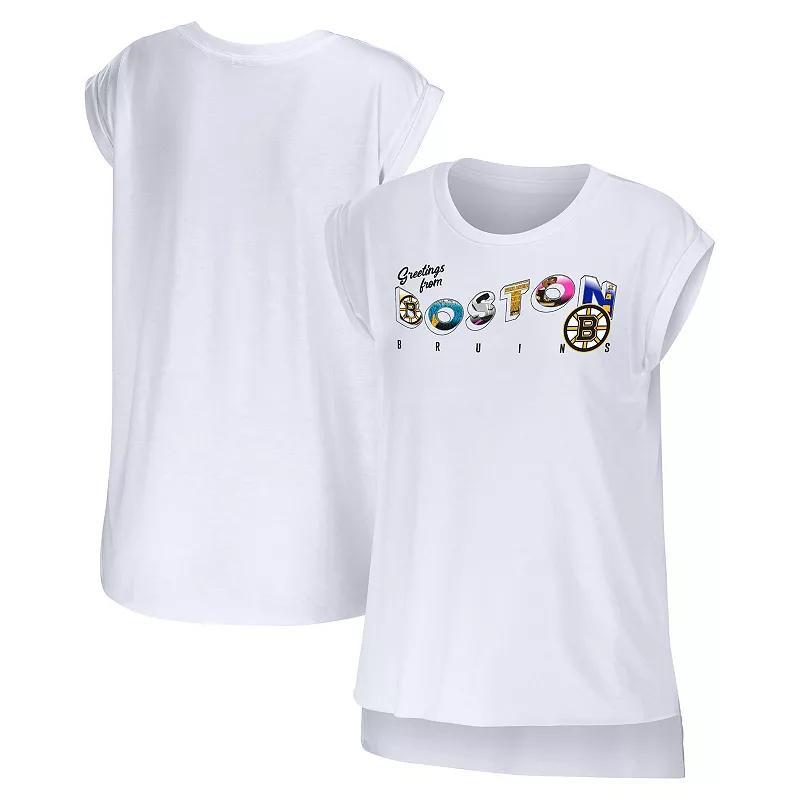 Women's WEAR by Erin Andrews White Montreal Canadiens Greetings From Muscle T-Shirt, Size: XL, Cnd White Product Image