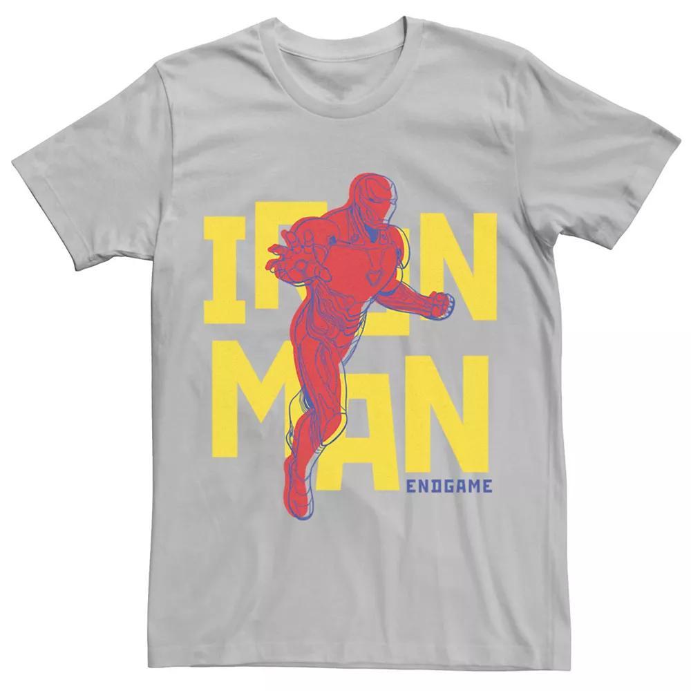 Men's Marvel "Avengers: Endgame" Iron Man Text Pop Art Tee, Size: XL, Silver Product Image