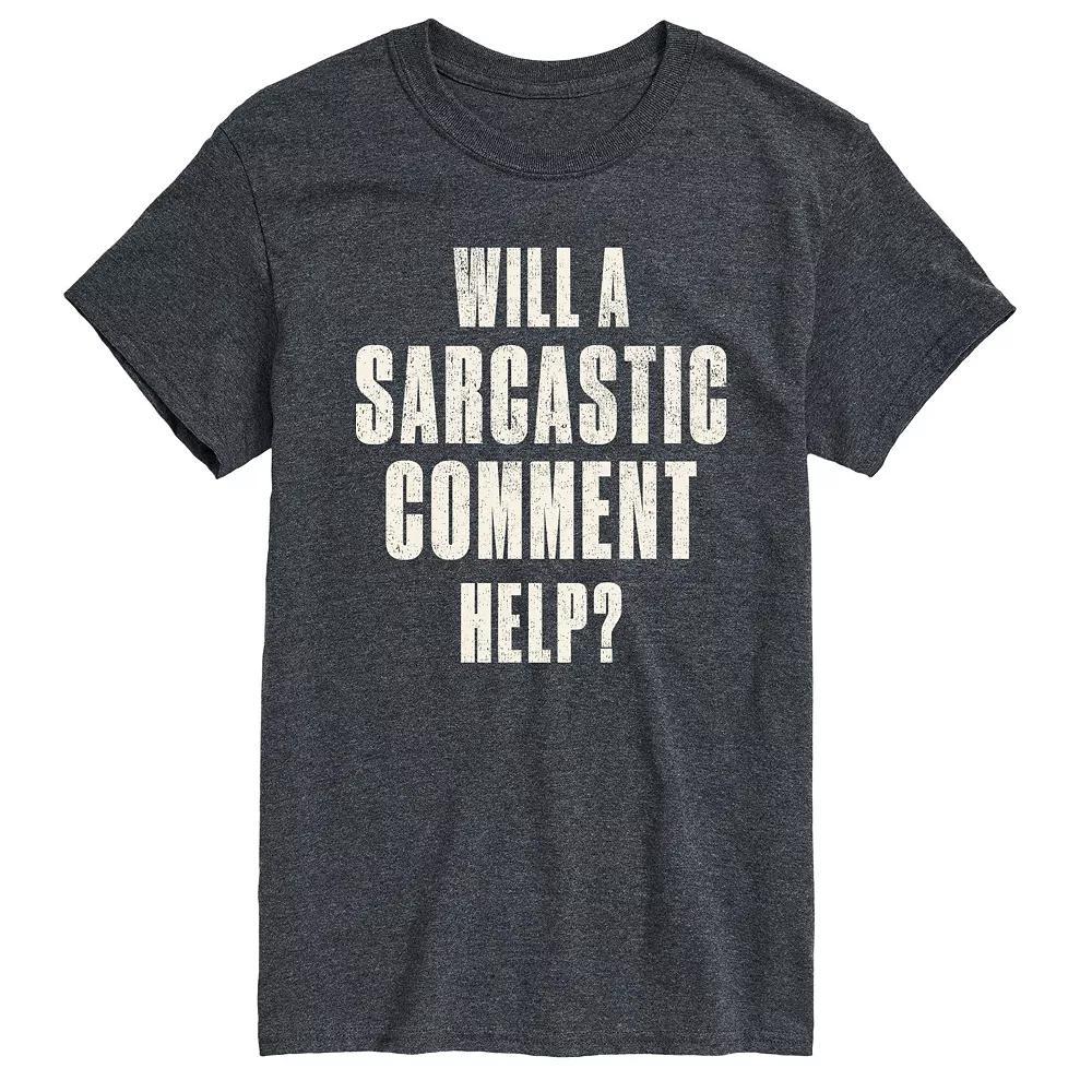 Big & Tall Sarcastic Comment Help Graphic Tee, Mens Heather Grey Product Image