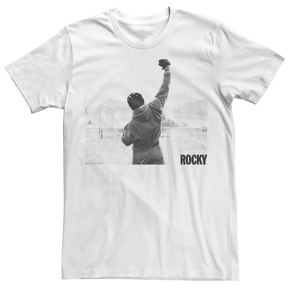 Men's Rocky Fist Raise Grey Scale Movie Poster Graphic Tee, Size: Small, White Product Image