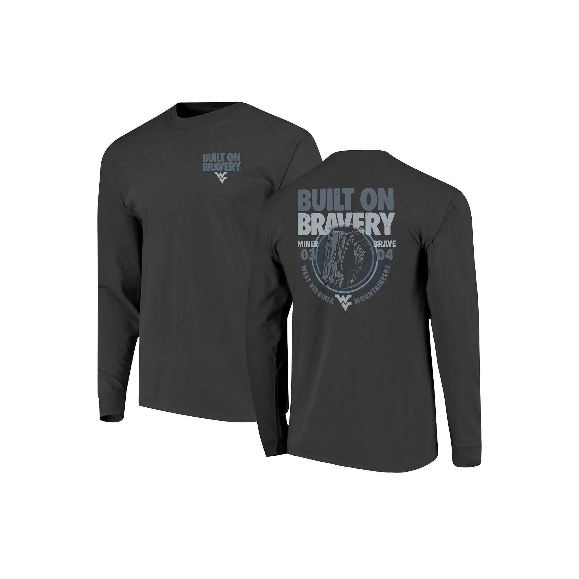 Mens Graphite West Virginia Mountaineers Built On Bravery Comfort Colors Long Sleeve T-Shirt Product Image