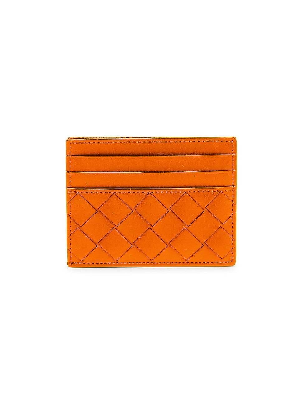 Mens Woven Leather Card Case Product Image