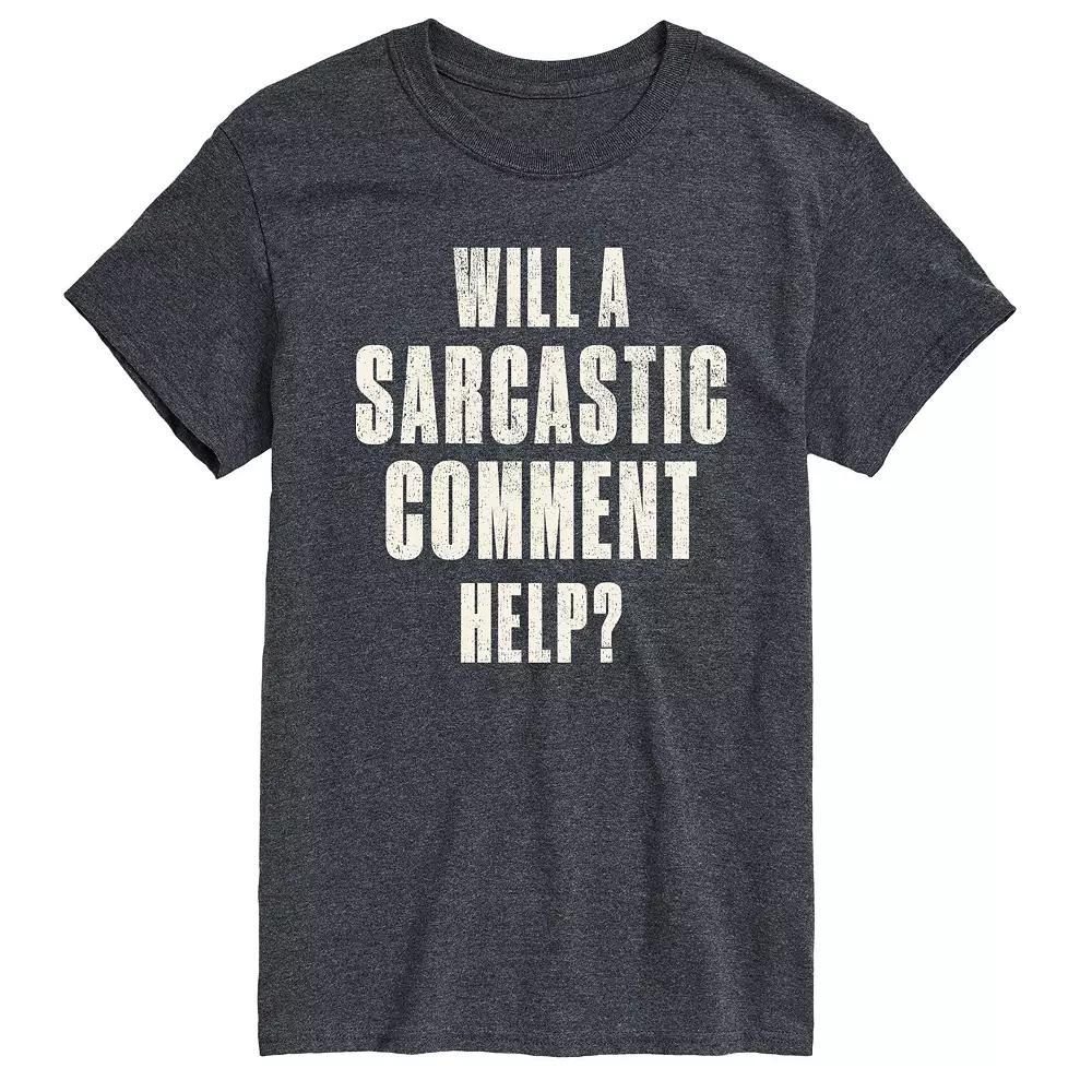 Big & Tall Sarcastic Comment Help Graphic Tee, Mens Heather Grey Product Image