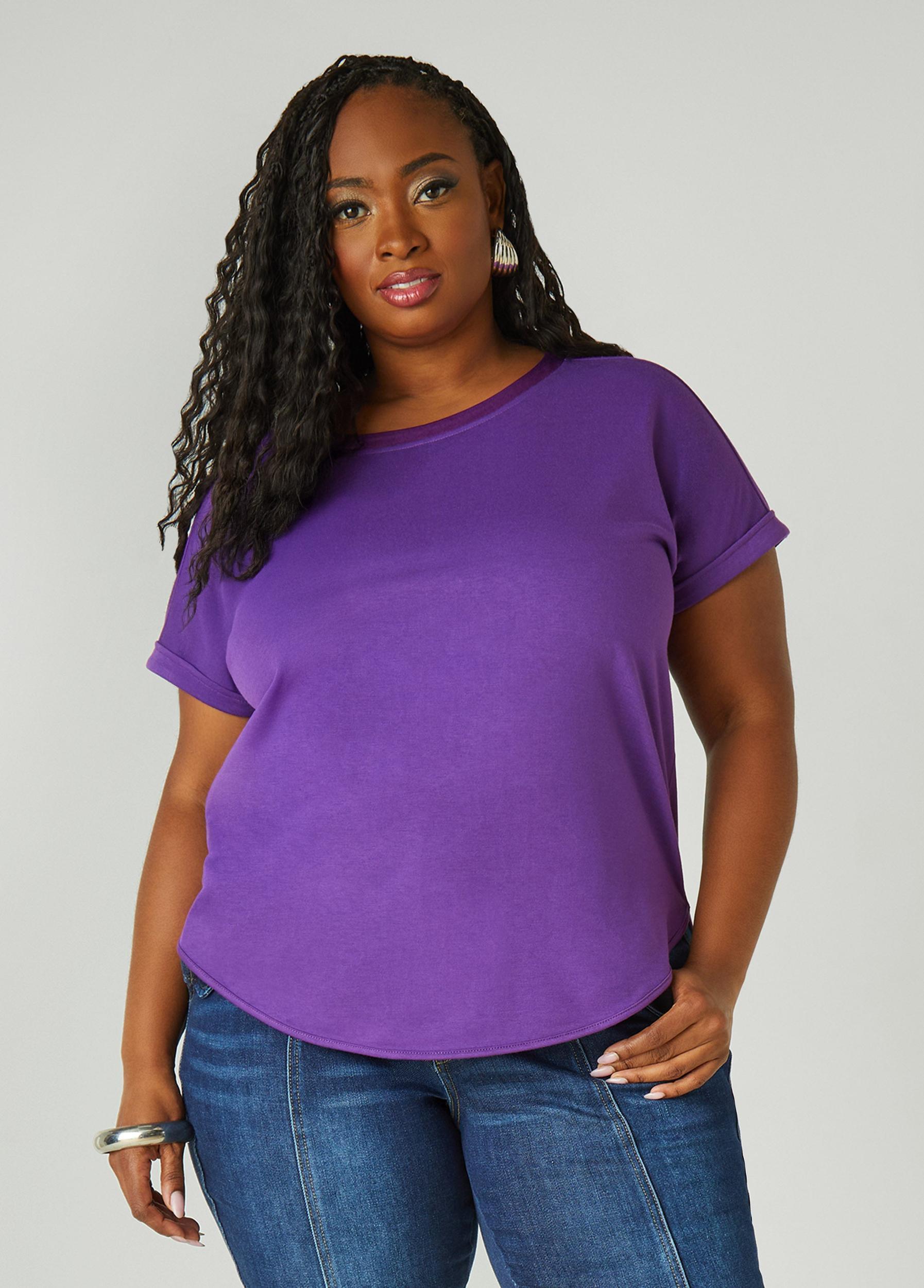 Satin Trimmed French Terry Tee Product Image