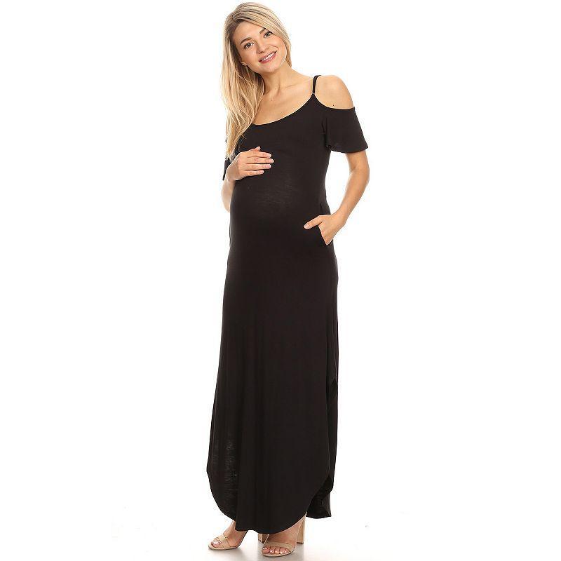 Maternity White Mark Cold-Shoulder Maxi Dress, Women's, Size: XL-Mat, Blue Product Image