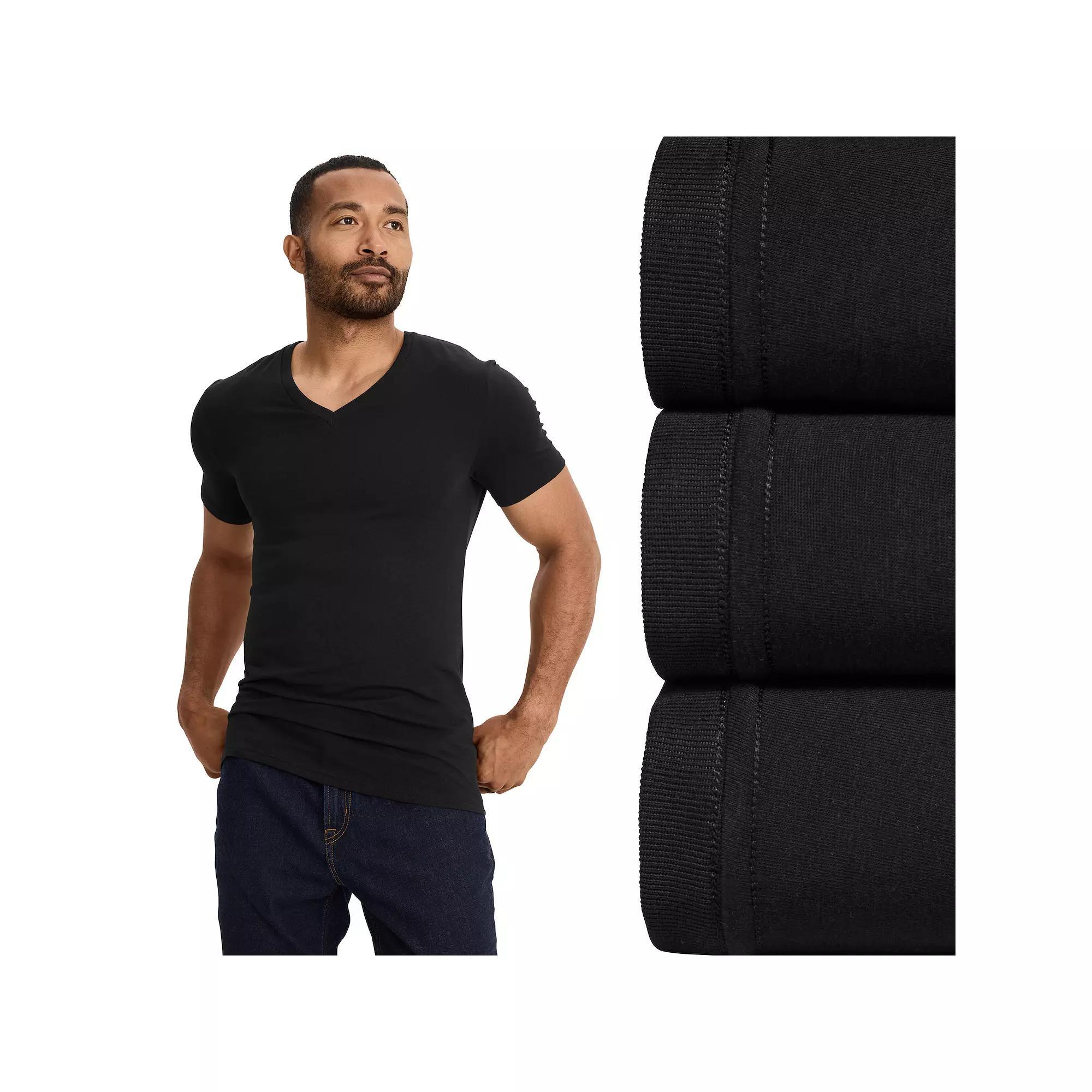 Men's Jockey 3-Pack Smooth Fit Cotton Stretch V-Neck Undershirt, Size: Large, White Product Image