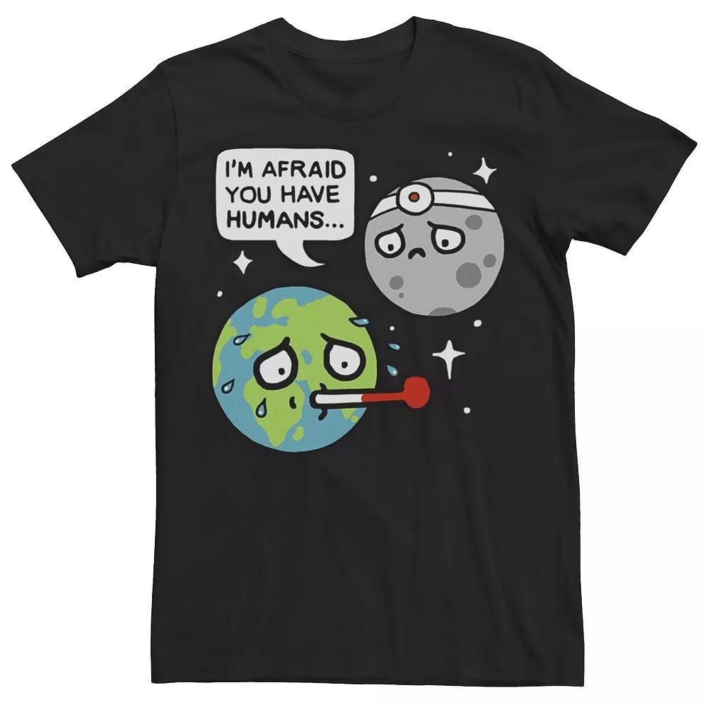 Men's I'm Afraid You Have Humans Moon And Earth Graphic Tee, Size: Medium, Black Product Image