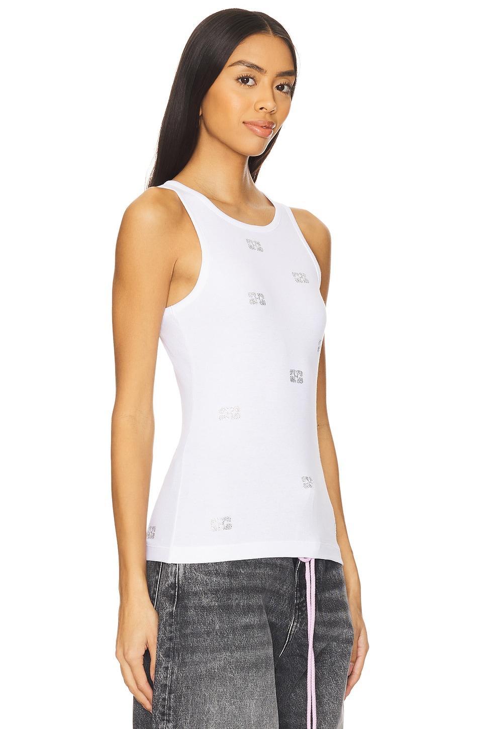 Rib Rhinestone Butterfly Tank Top Ganni Product Image