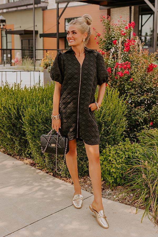 Chic Lifestyle Quilted Mini Dress in Black Product Image