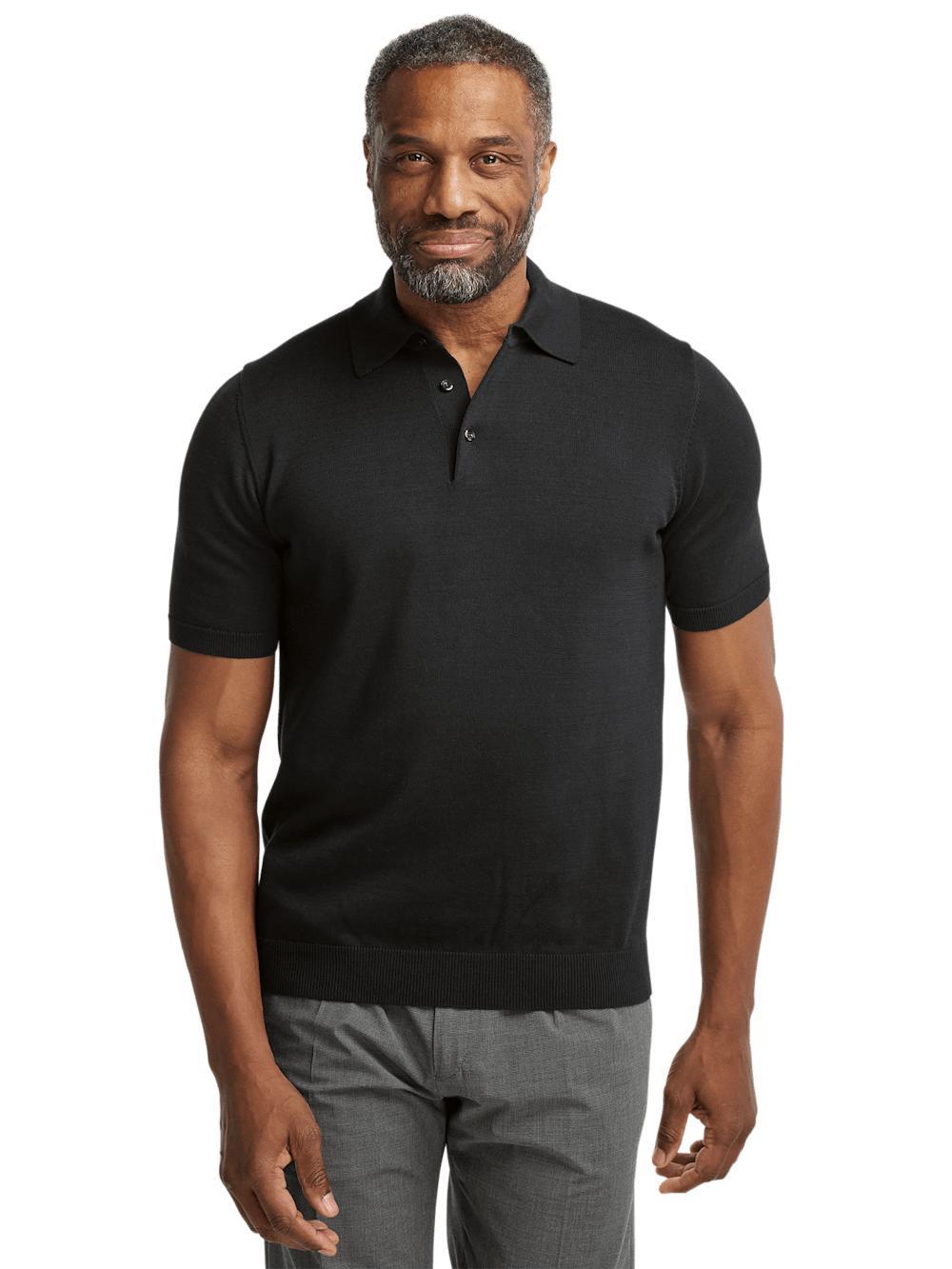 Supima Cotton Three Button Polo - Navy Product Image