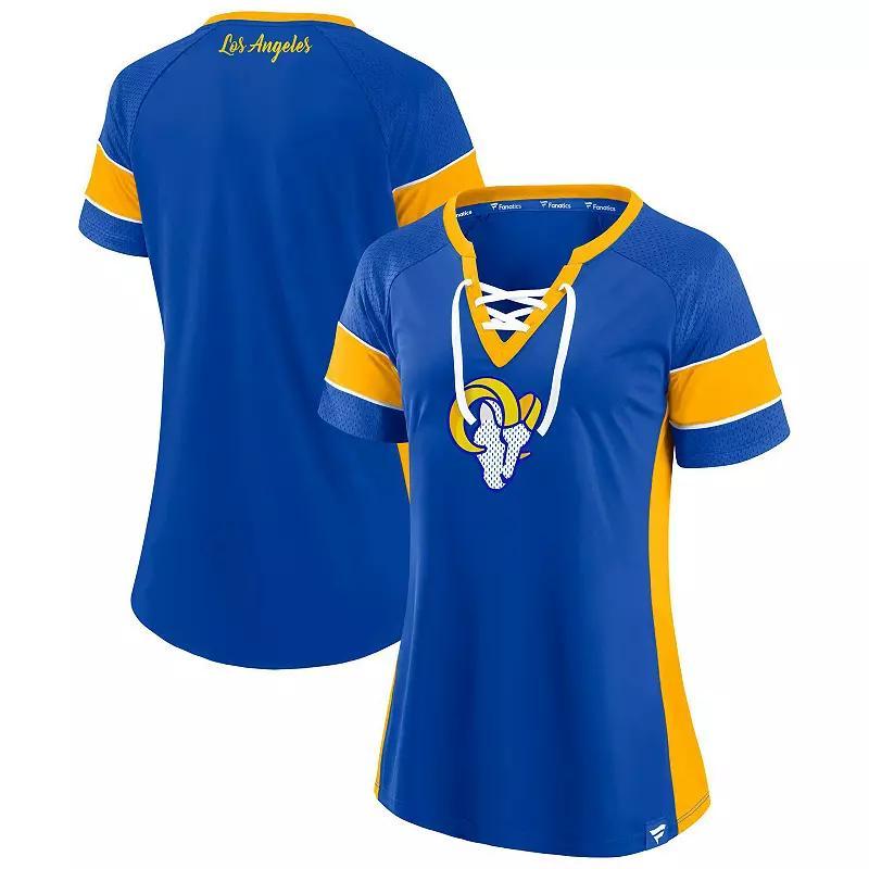 Women's Fanatics  Royal Los Angeles Rams Athena Lace-Up Top, Size: 2XL, Blue Product Image