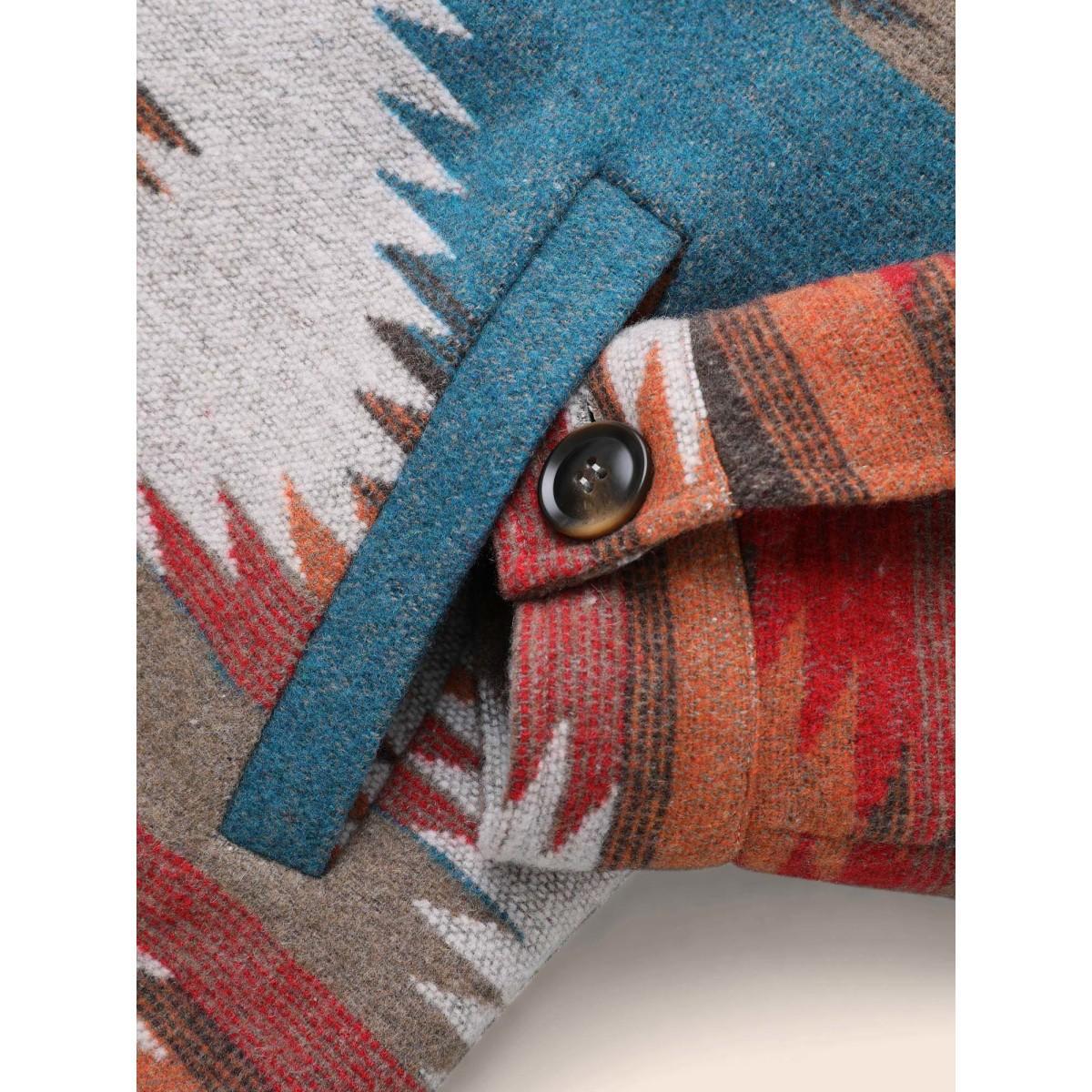 Plus Size Geometric Contrast Flap Detail Jacket Women Multicolor Contrast Loose Slanted pocket Everyday Jackets BloomChic 22-24/3X Product Image