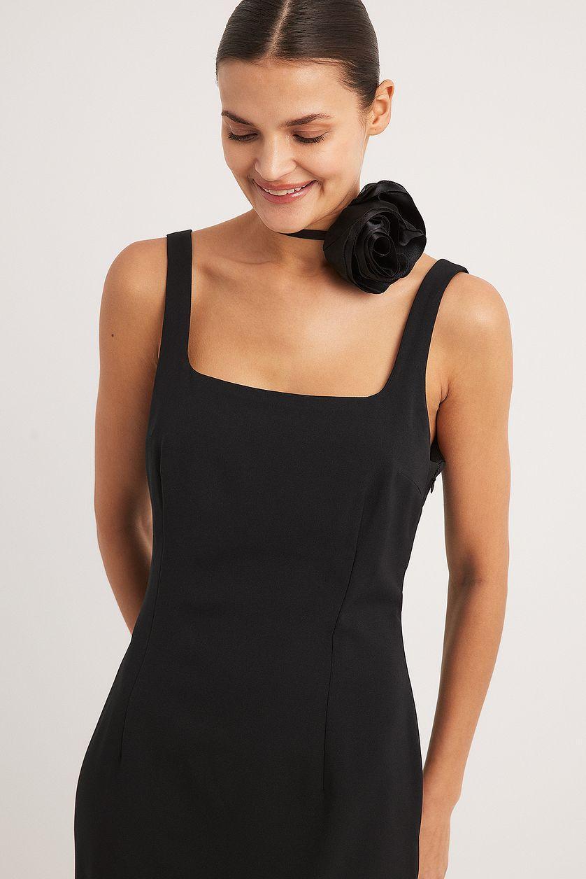 Fitted Square Neck Midi Dress Product Image