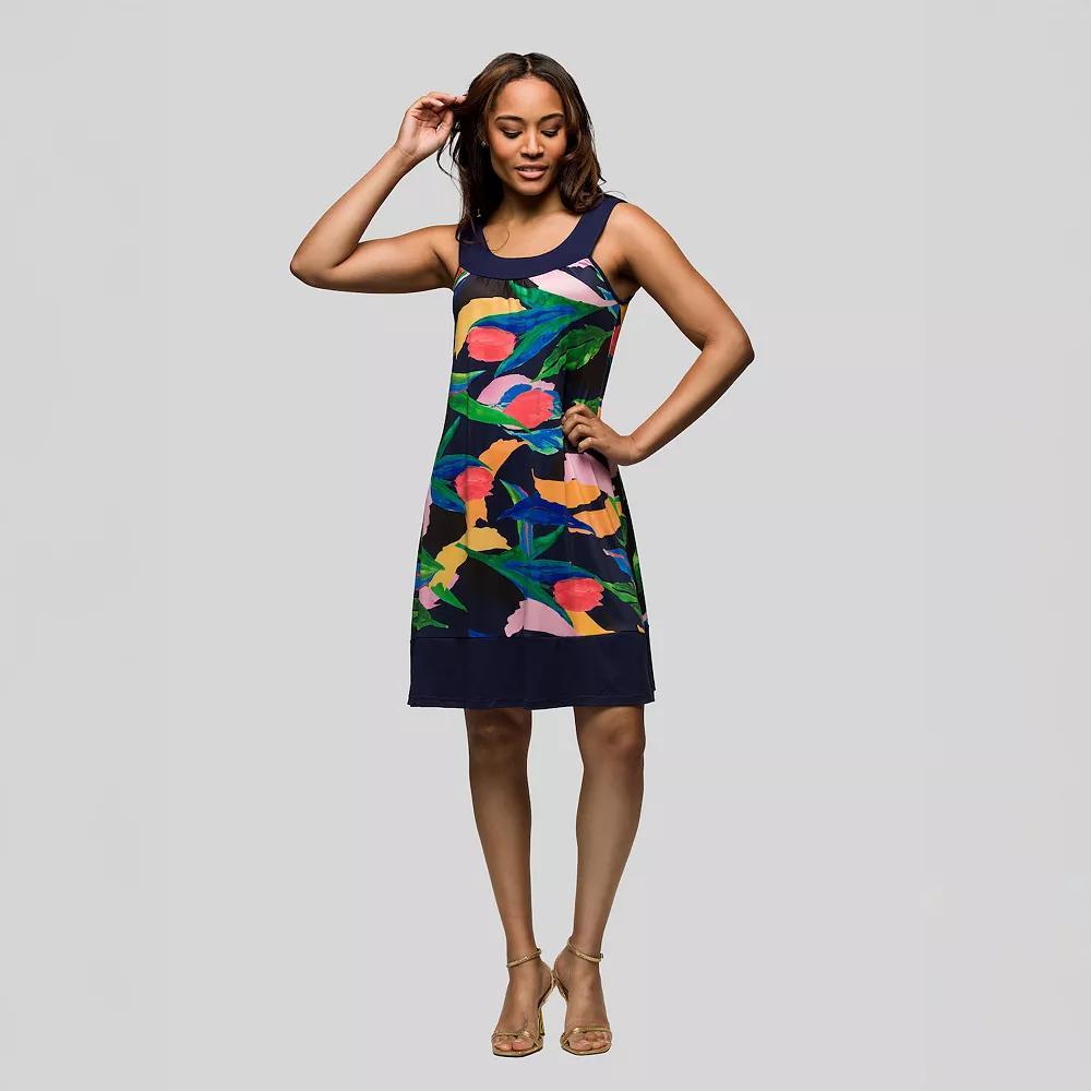 Women's 24Seven Comfort Apparel Scoop Neck Sleeveless Knee Length Dress, Size: Large, Blue Team Product Image