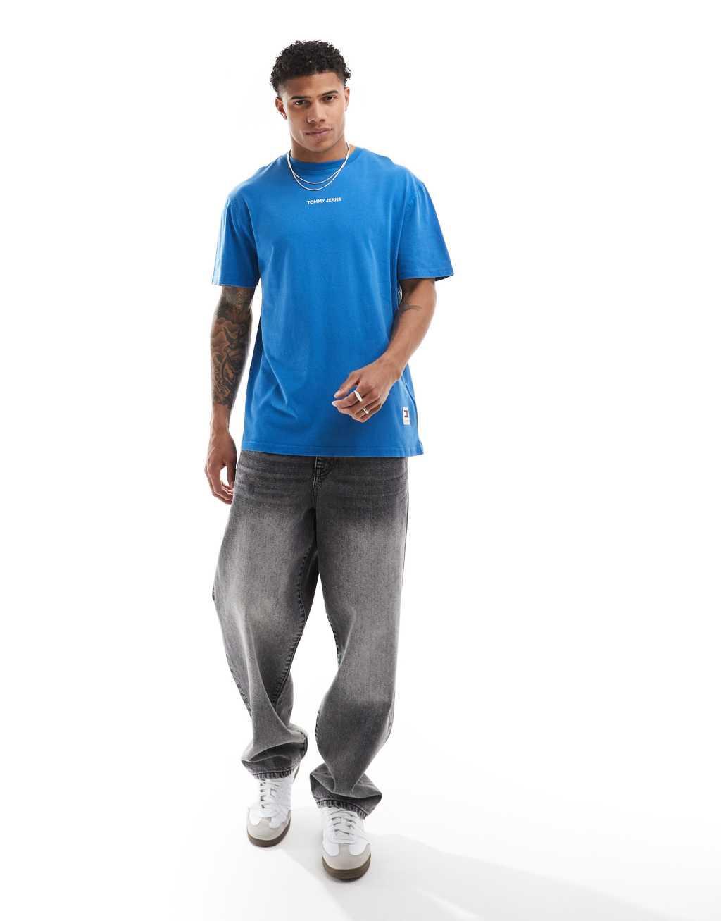 Tommy Jeans small logo T-shirt in cobalt blue Product Image