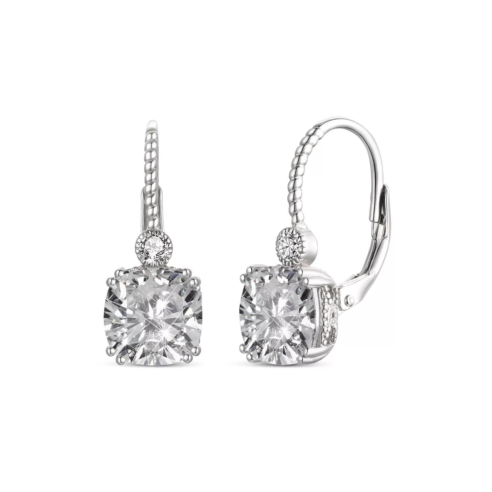 Sterling Silver Cubic Zirconia Leverback Earrings, Womens Product Image