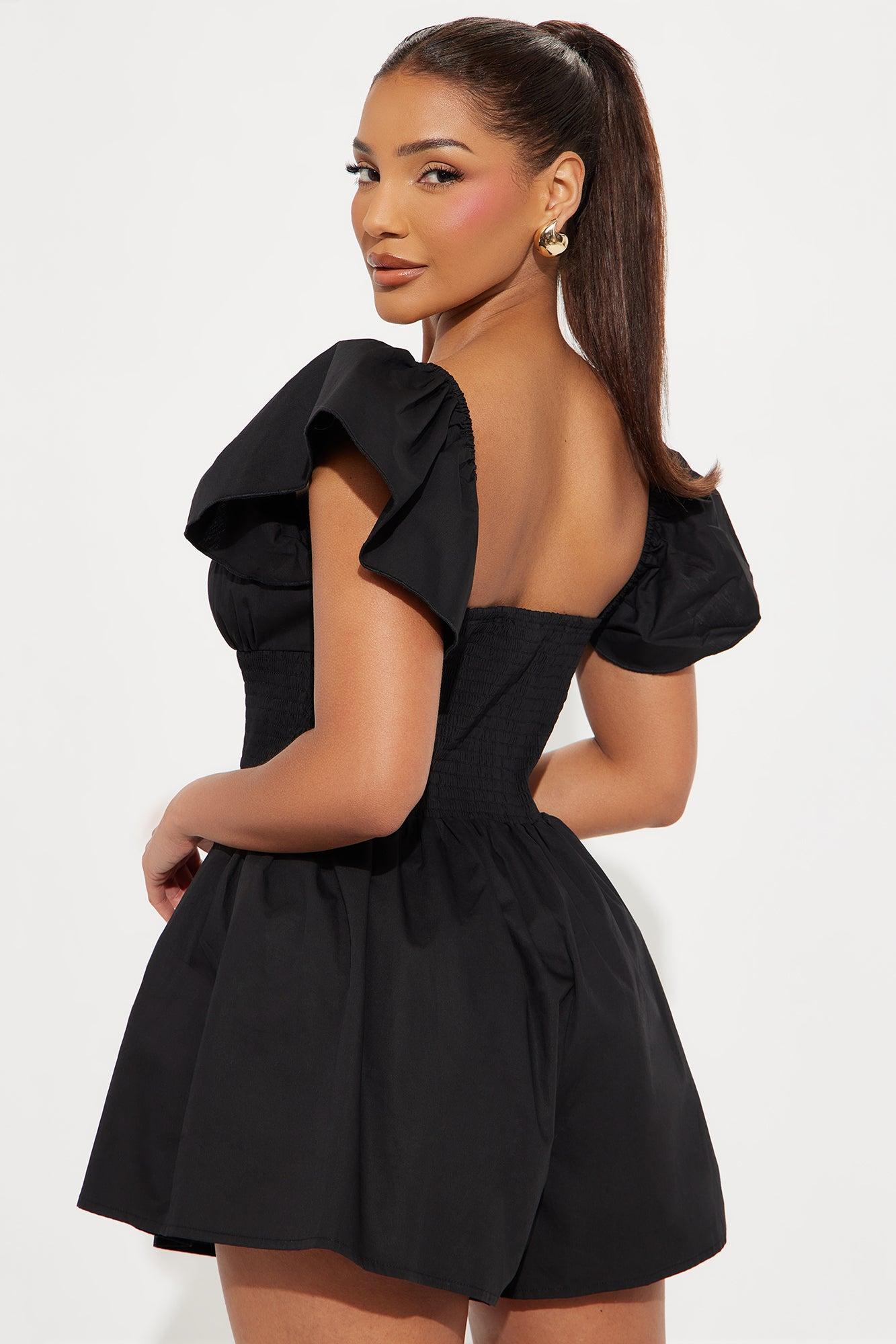 Marcia Poplin Romper - Black Product Image