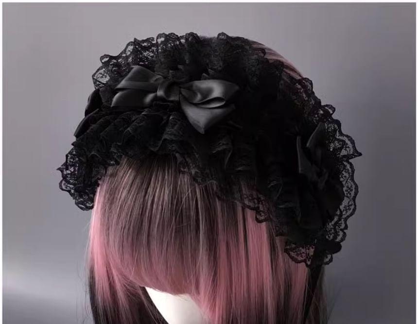 Bow Ruffled Lace Headband Product Image