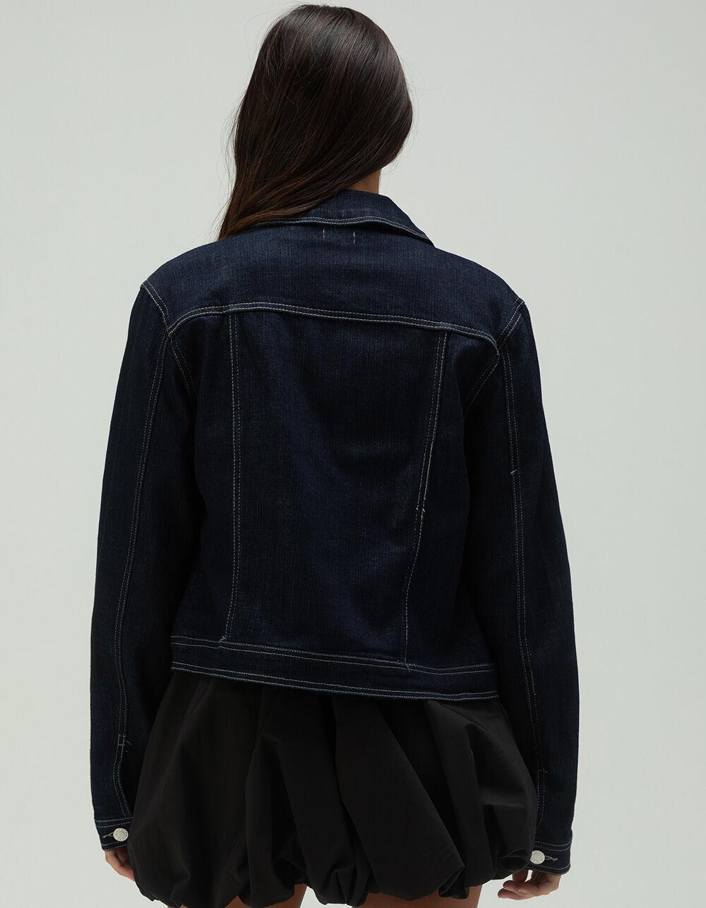 WEST OF MELROSE Zip Front Womens Denim Jacket - Dark Wash Product Image