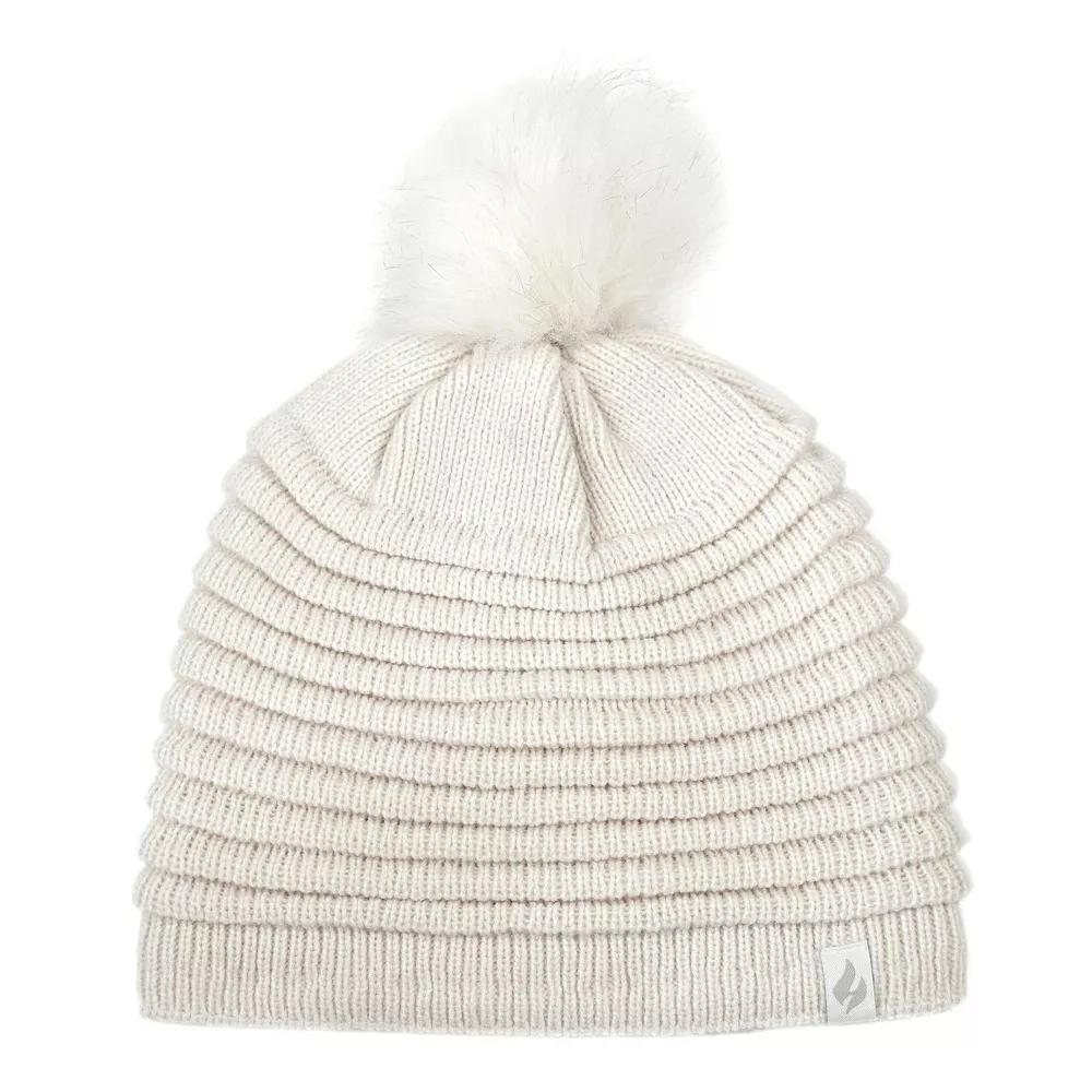 Women's Heat Holders Heatweaver Rib Knit Pom Pom Hat, Blue Product Image