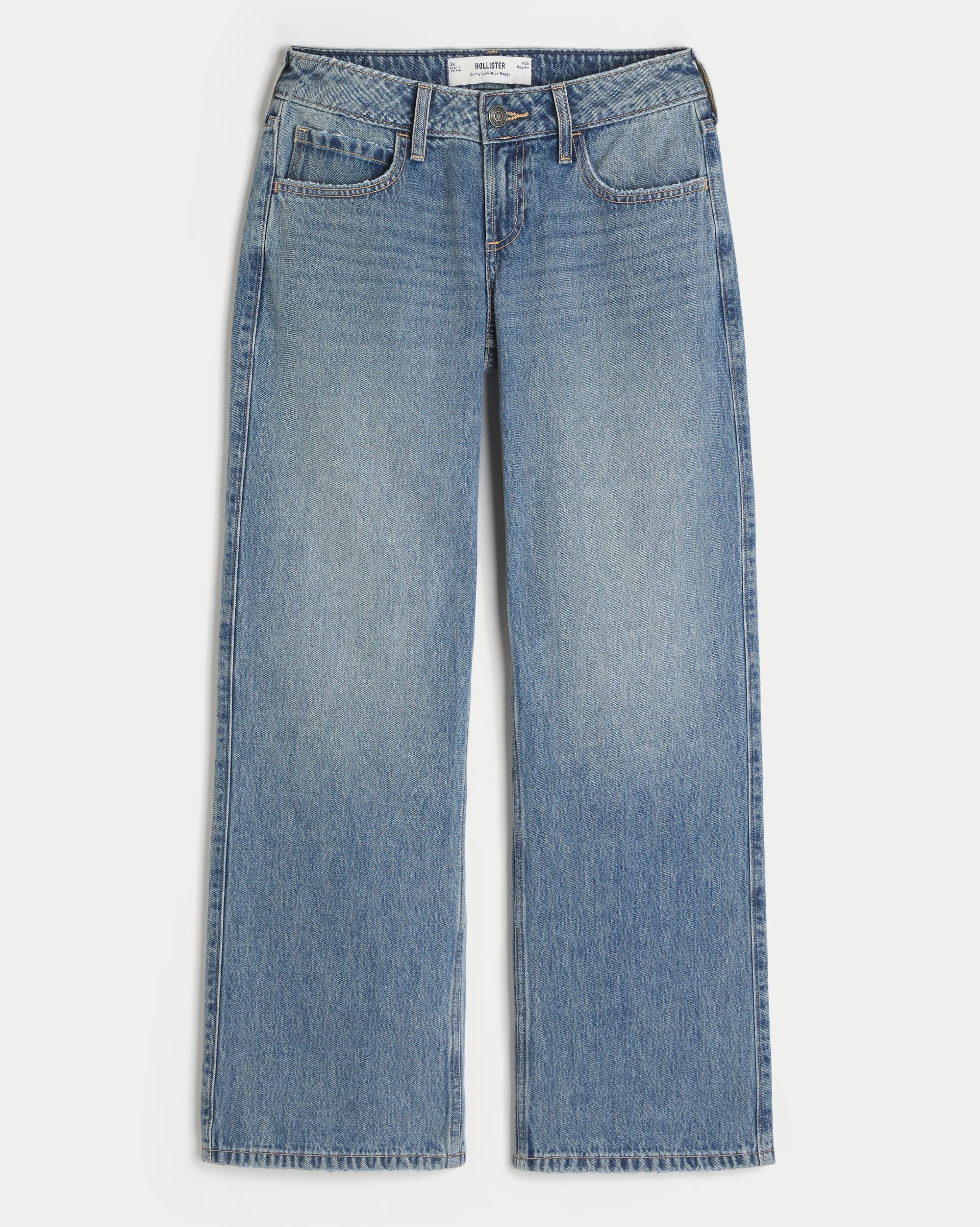 Curvy Low-Rise Medium Wash Baggy Jeans Product Image