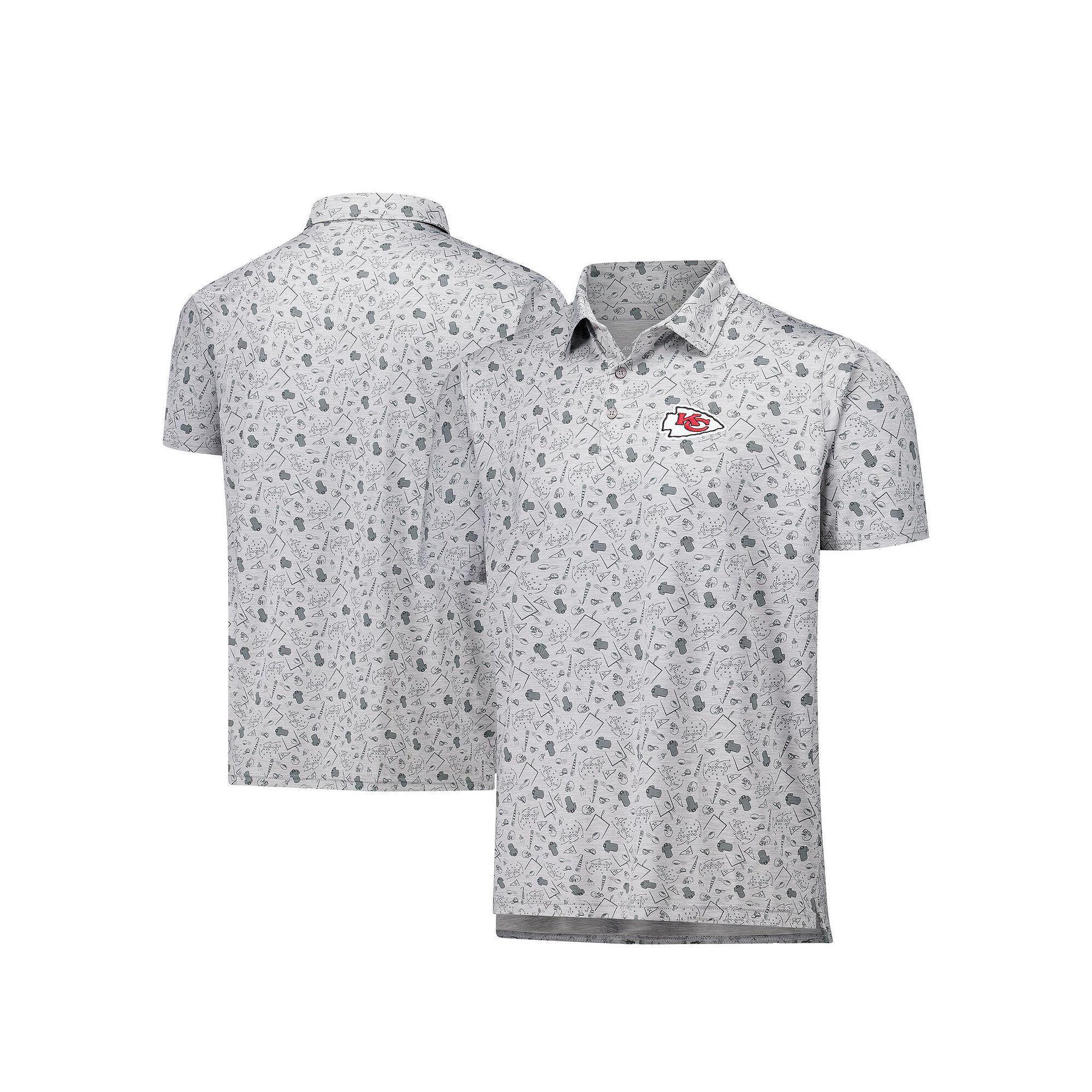 Men's Antigua Heather Gray Kansas City Chiefs Relentless Polo, Size: XXL, Grey Product Image