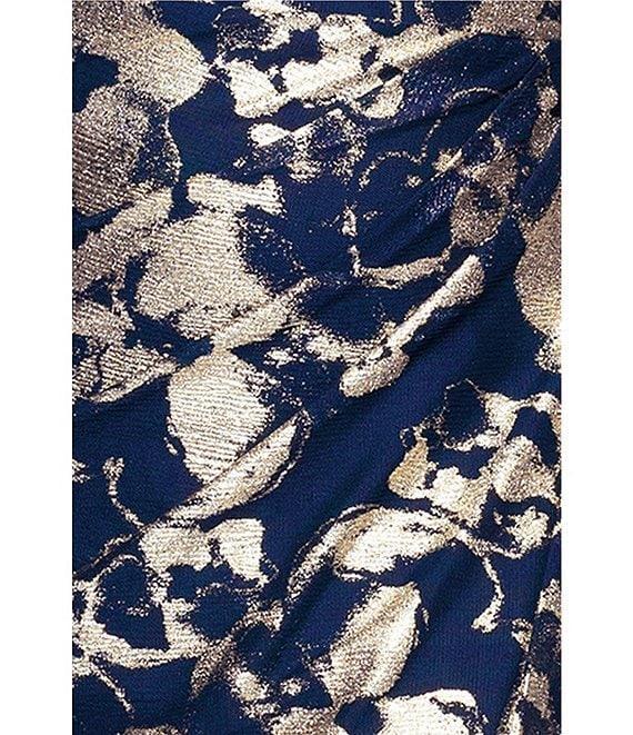 Betsy & Adam Plus Size Cowl Neck Stretch Foil Dress Product Image