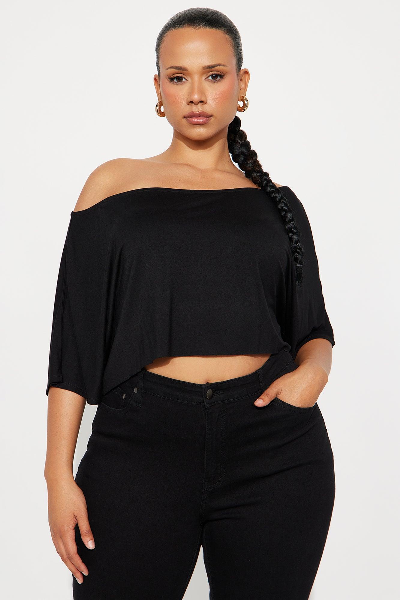 Modal Off Shoulder Cropped Top - Black Product Image