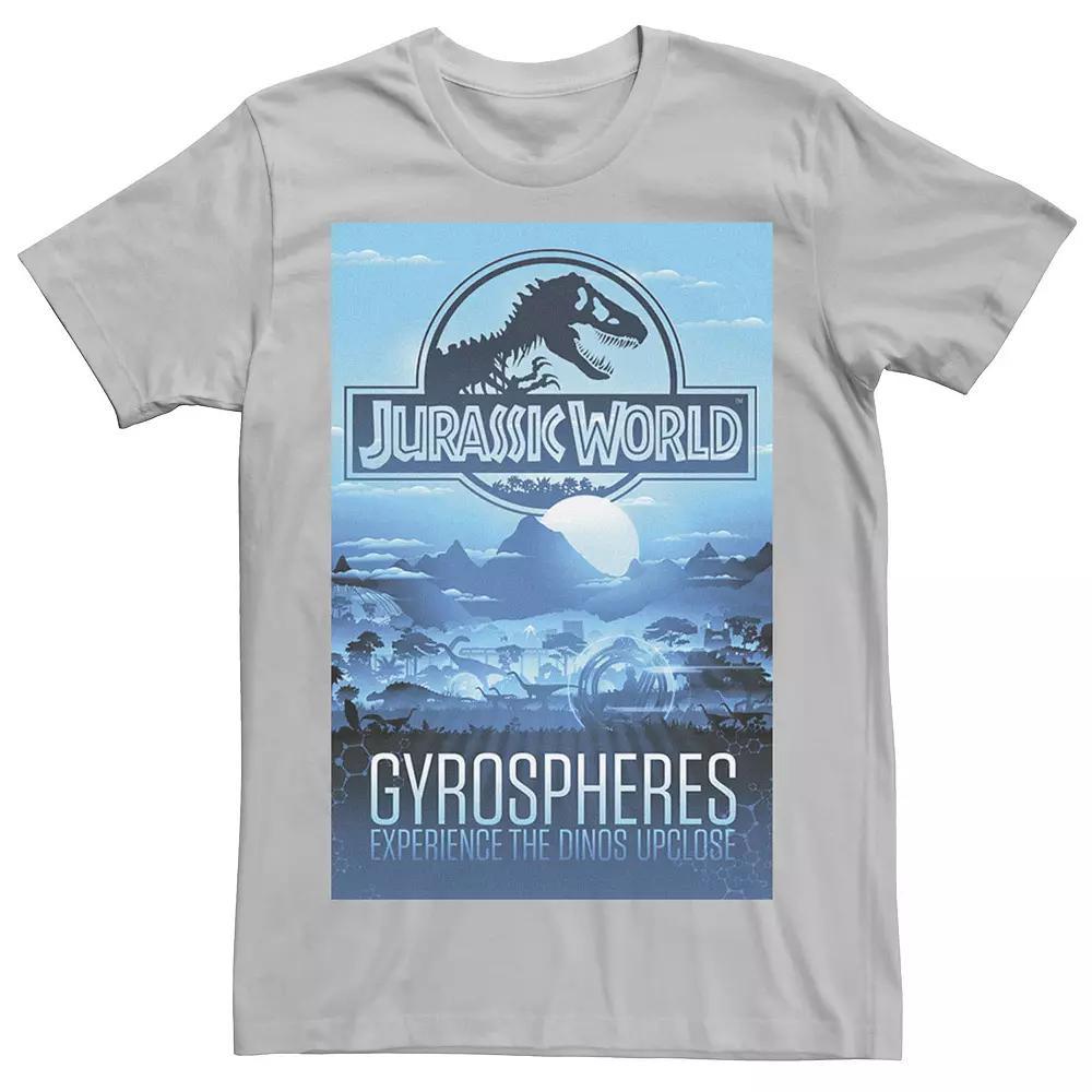 Mens Jurassic World Gyrospheres Tour Park Poster Graphic Tee Grey Heather Product Image
