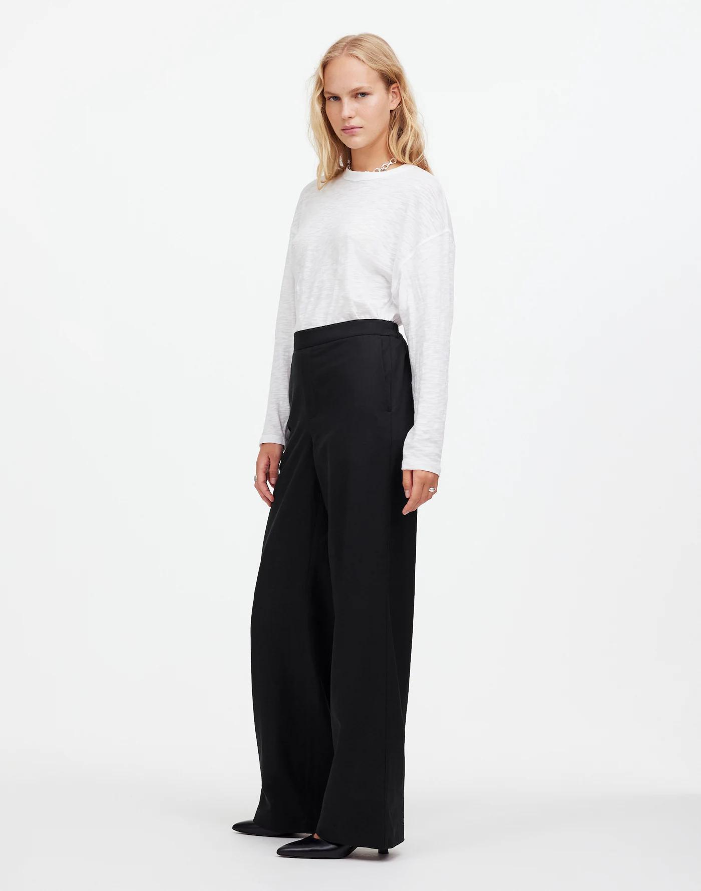 Pull-On Straight Pants in Drapey Twill Product Image