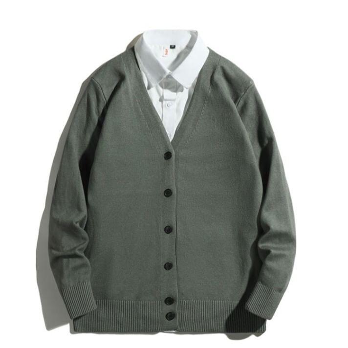 V-Neck Plain Oversized Cardigan Product Image