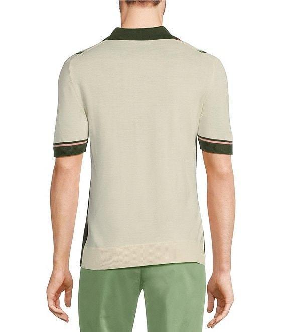 Murano From The Garden Collection Striped Short Sleeve Zip Knit Polo Shirt Product Image
