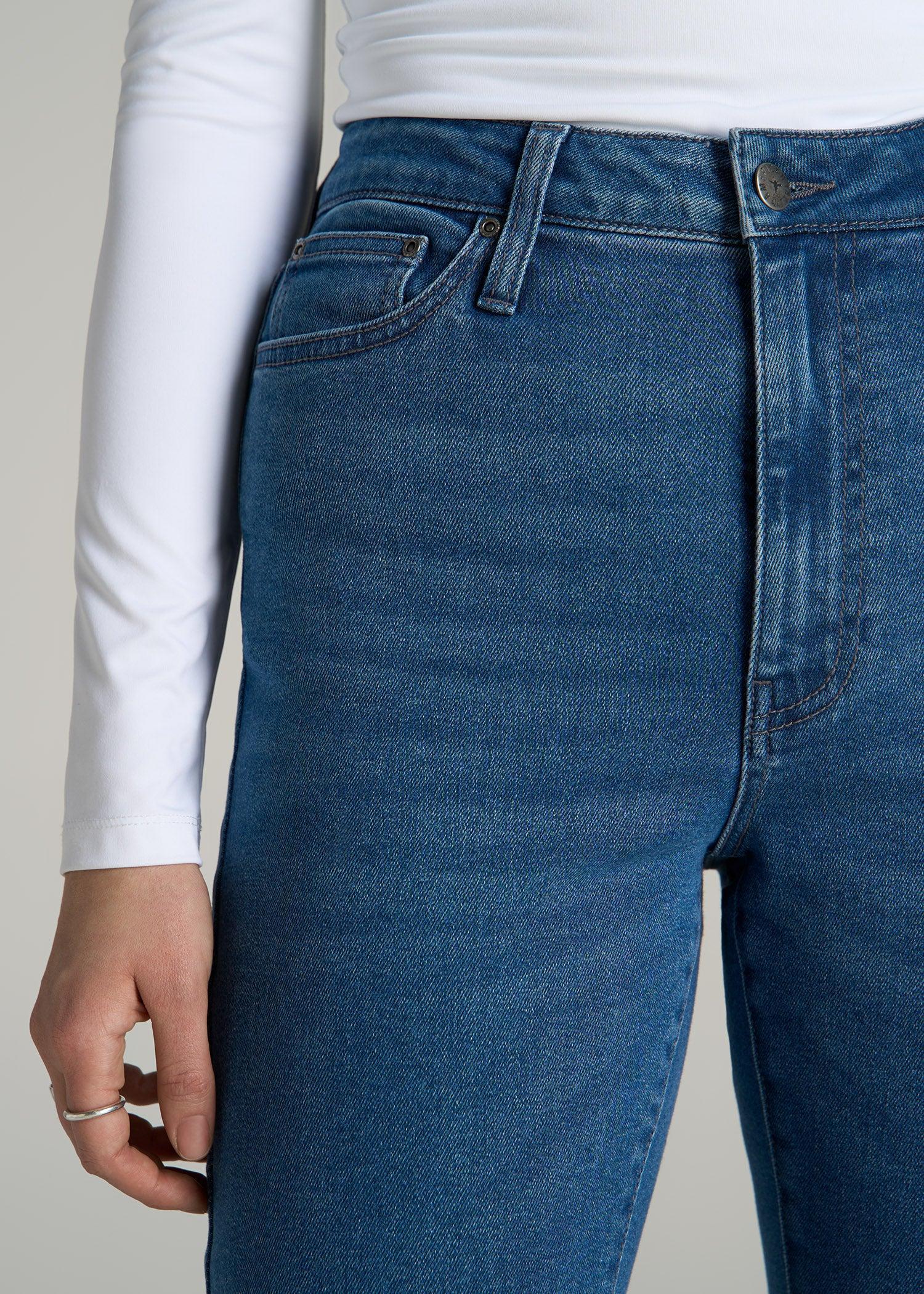 Chloe High Rise Flare Jeans for Tall Women in Washed Medium Indigo Product Image