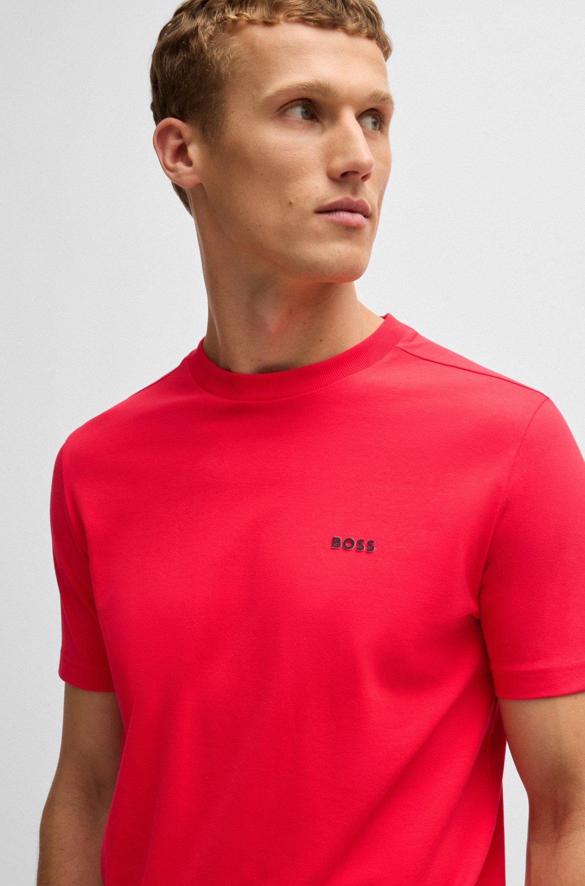 Stretch-cotton regular-fit T-shirt with contrast logo Product Image