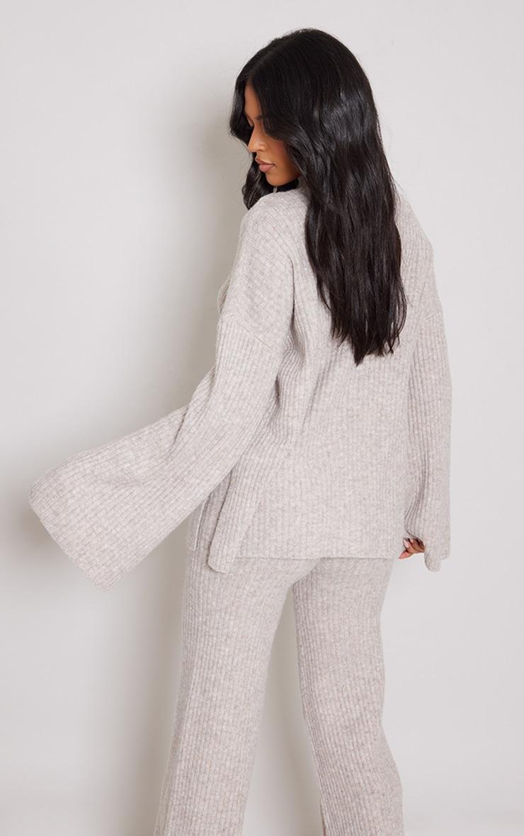 Tall Light Brown Luxe Rib Knit Oversized Sweater Product Image