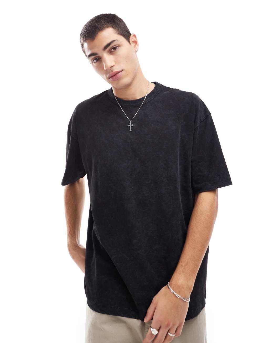 ASOS DESIGN oversized T-shirt with fruit back print in black Product Image