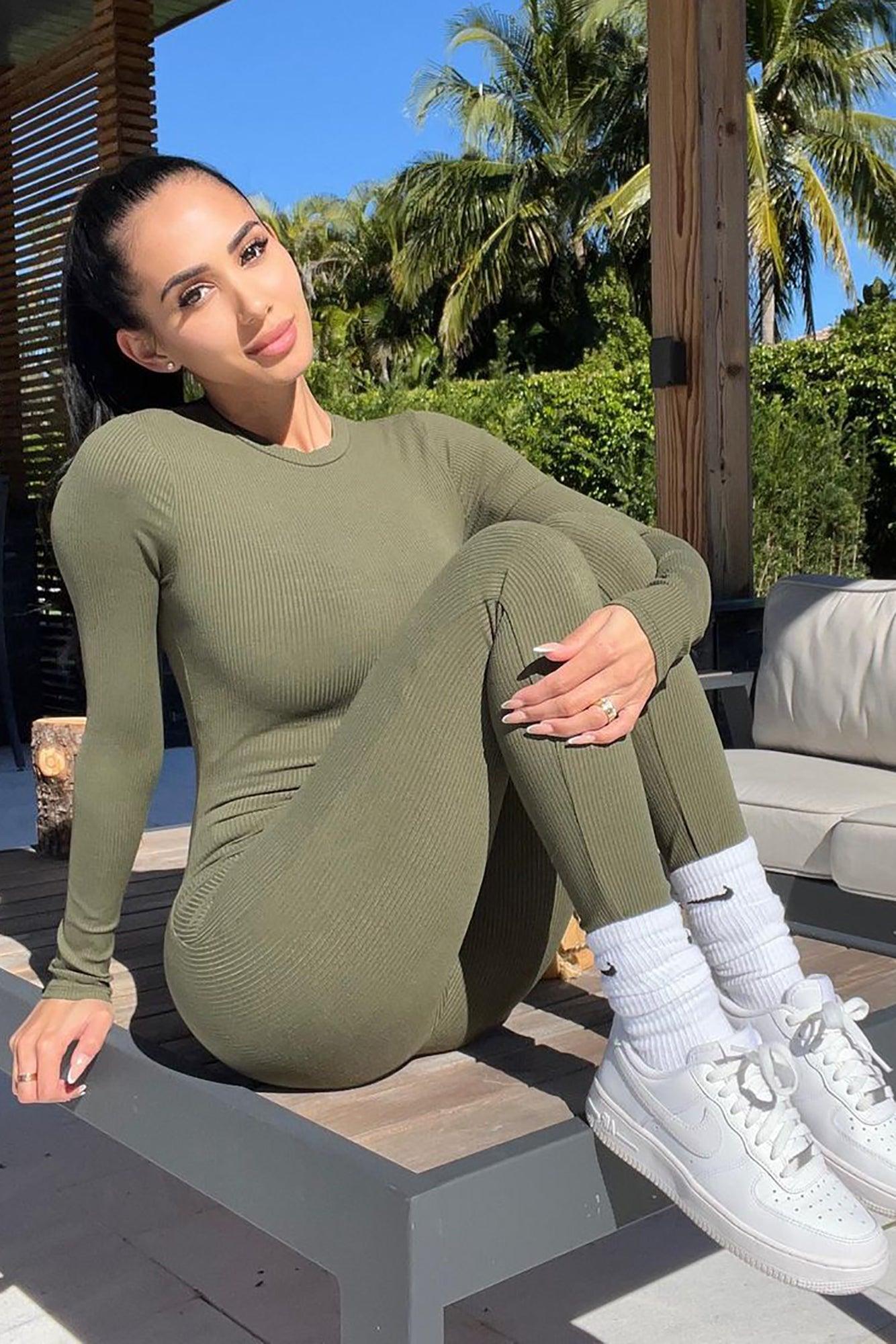 Maribel Snatched Jumpsuit - Olive Product Image