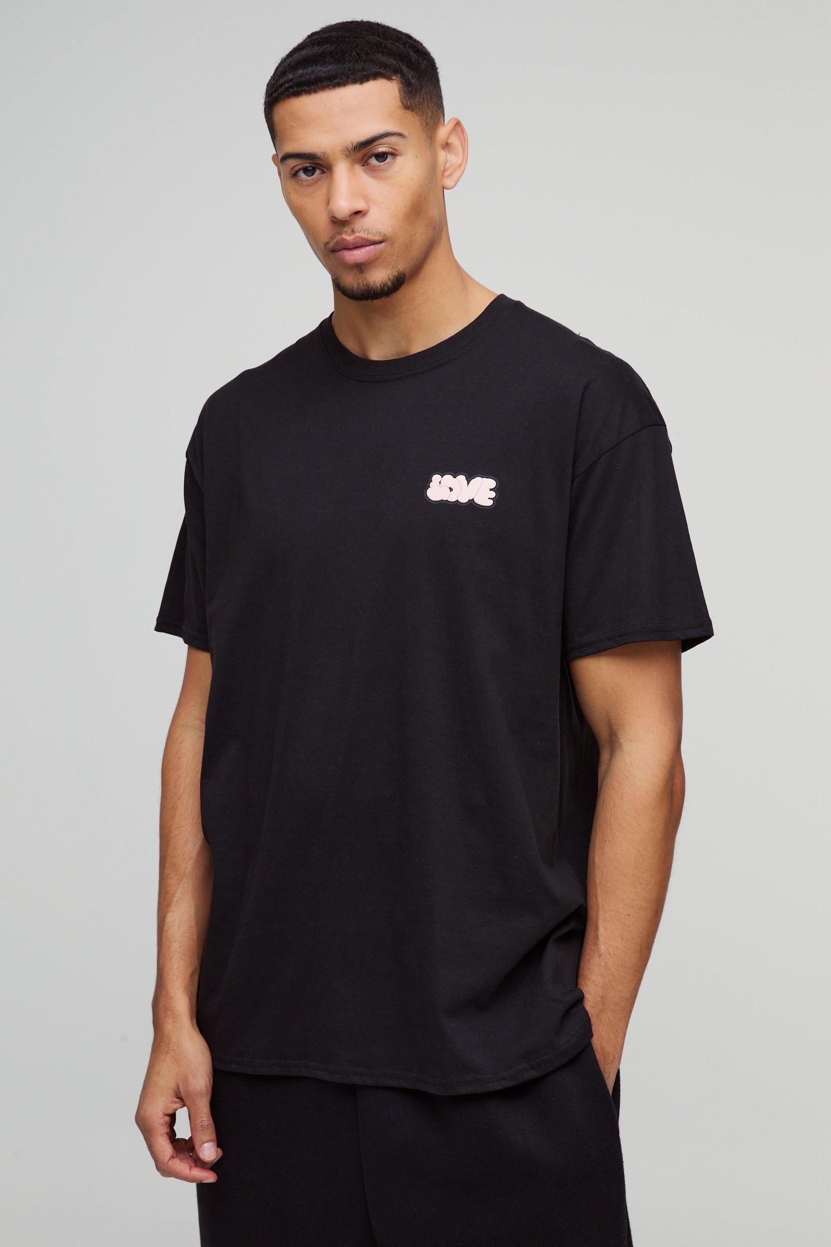 Oversized Love Is In The Air Puff Print T-Shirt | boohooMAN USA Product Image