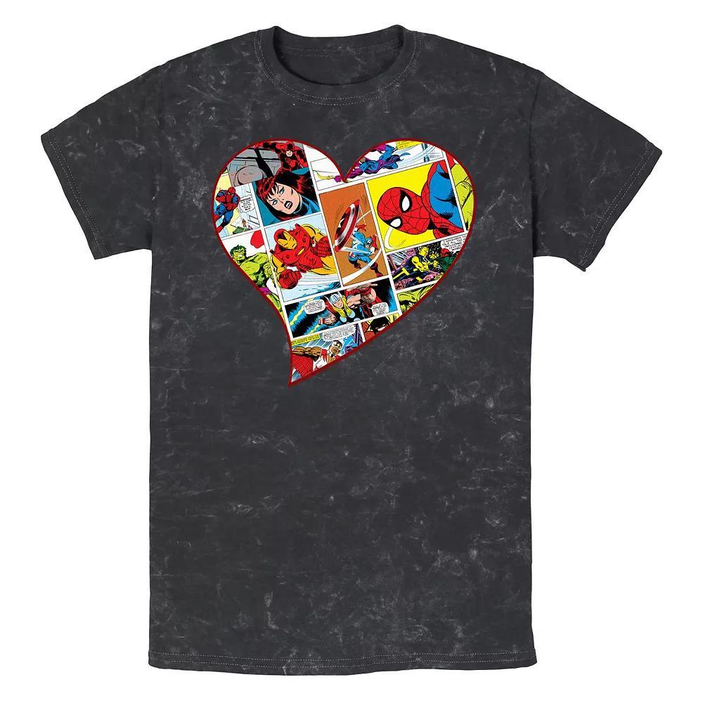 Men's Marvel Character Comics Heart Graphic Tee, Size: Small, Black Product Image