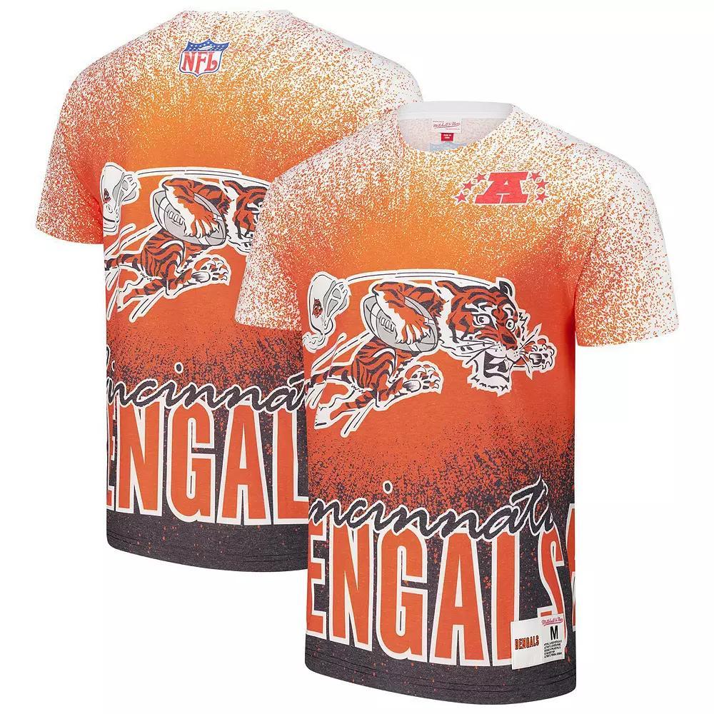 Men's Mitchell & Ness  White Cincinnati Bengals Team Burst Vintage Logo T-Shirt, Size: Medium Product Image