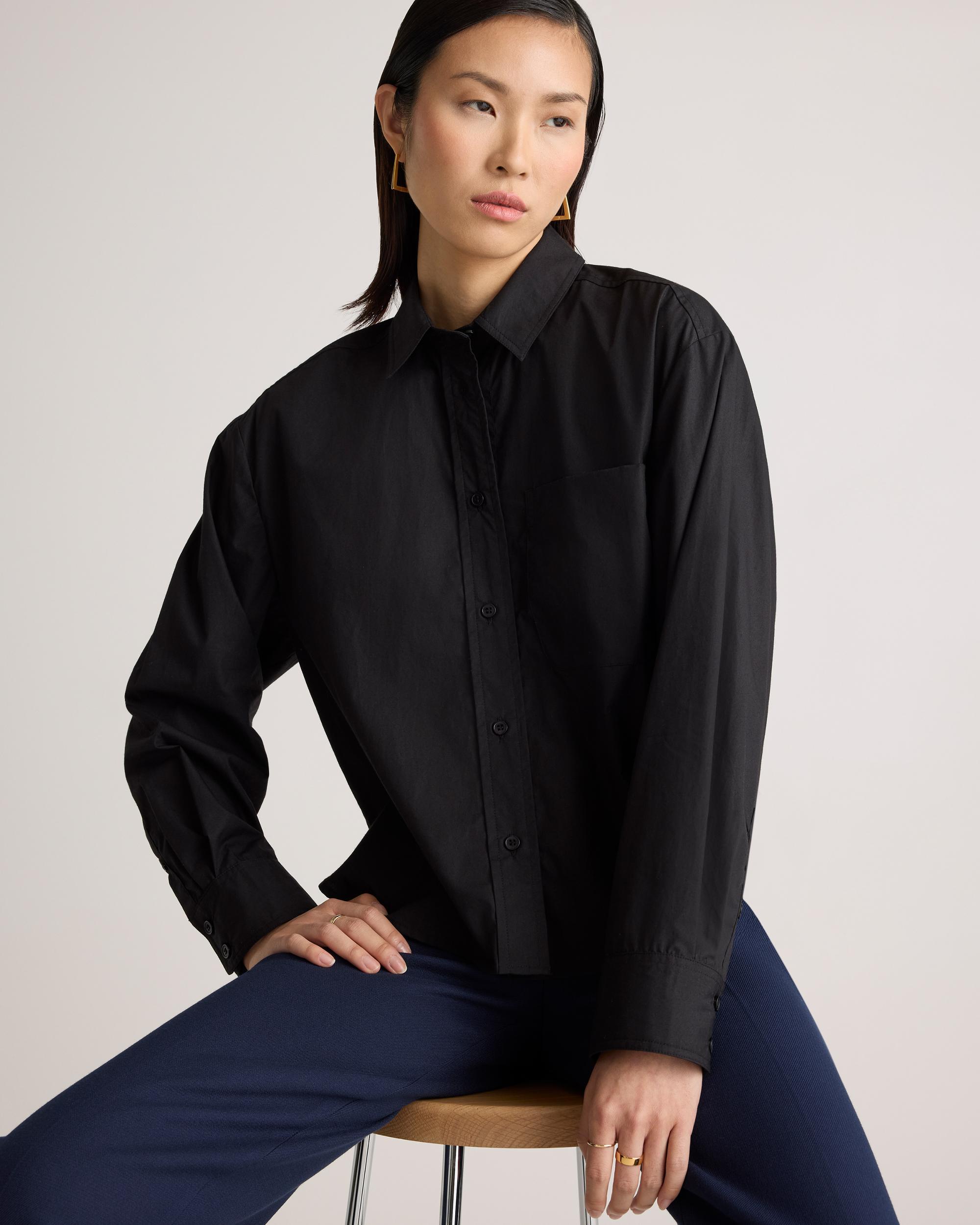 Quince | Women's Poplin Cropped Long Sleeve Shirt Organic Cotton Product Image