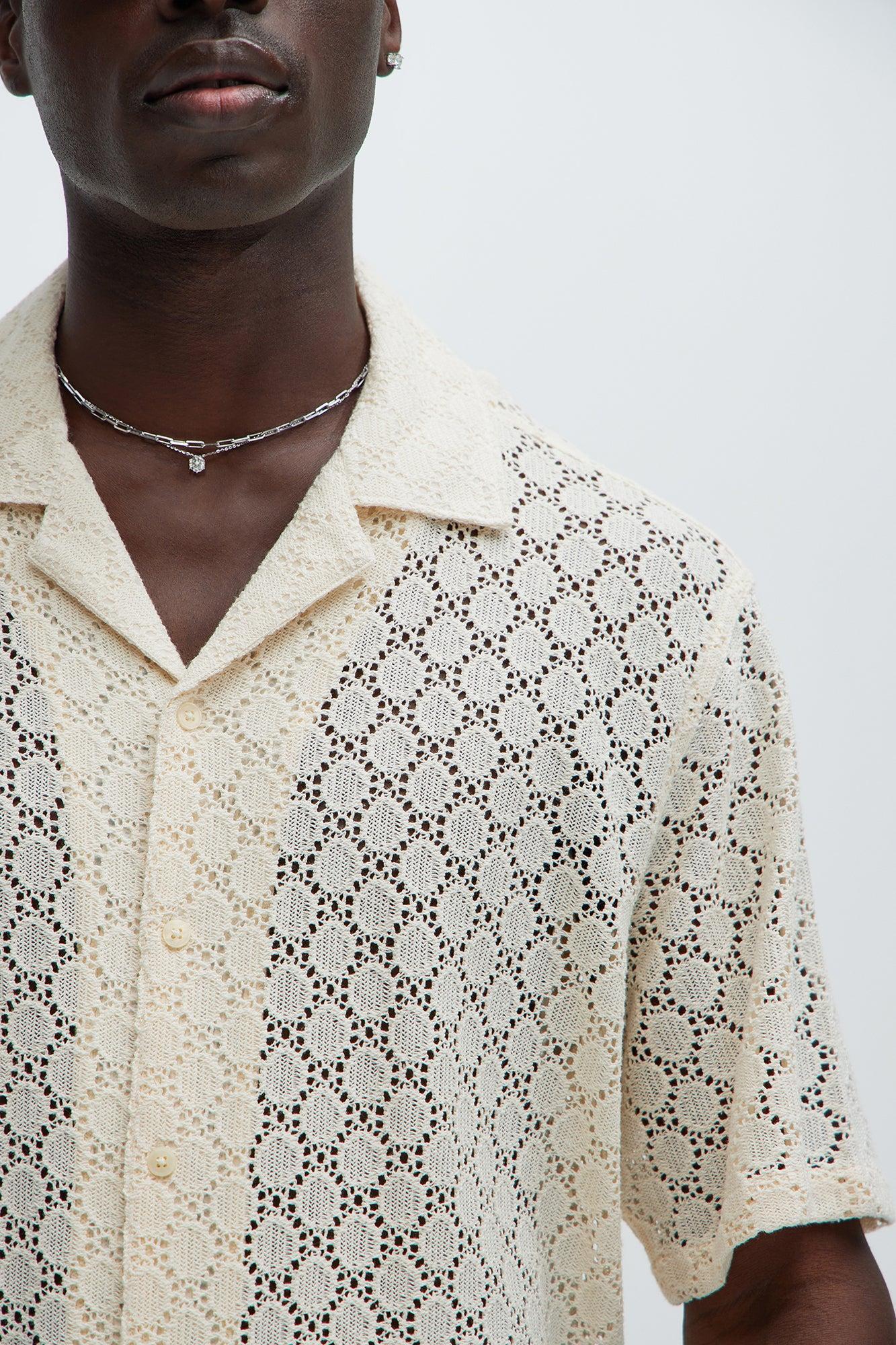 Full Crochet Textured Shirt - Beige Product Image