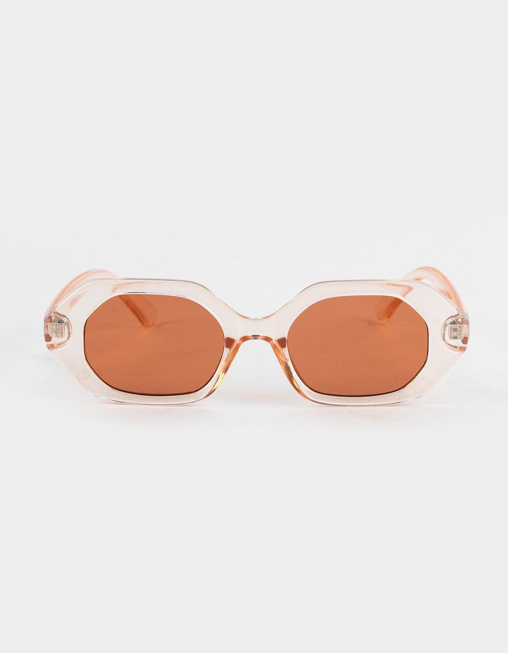 RSQ Translucent Hexagon Plastic Sunglasses - PINK/BROWN Product Image