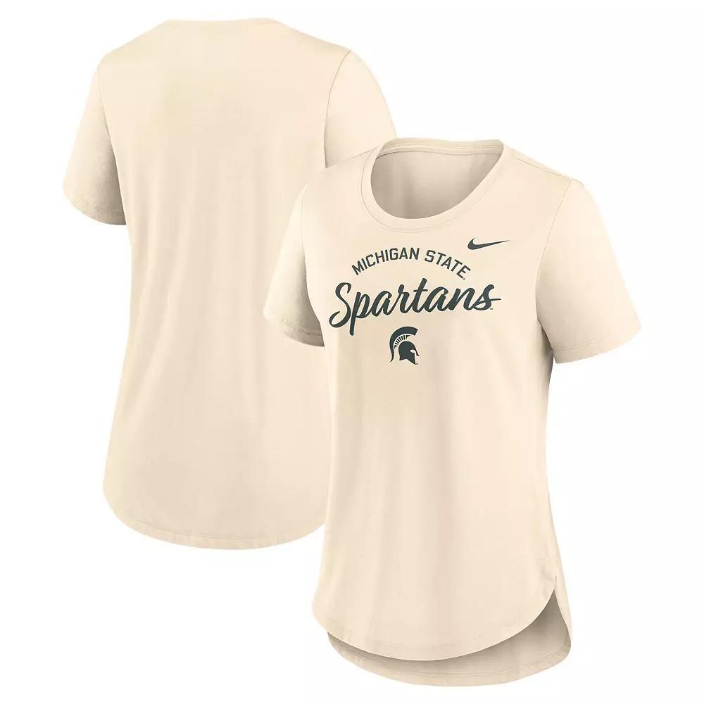 Women's Nike  Cream Michigan State Spartans Script Logo Tri-Blend T-Shirt, Size: Medium, Beige Product Image