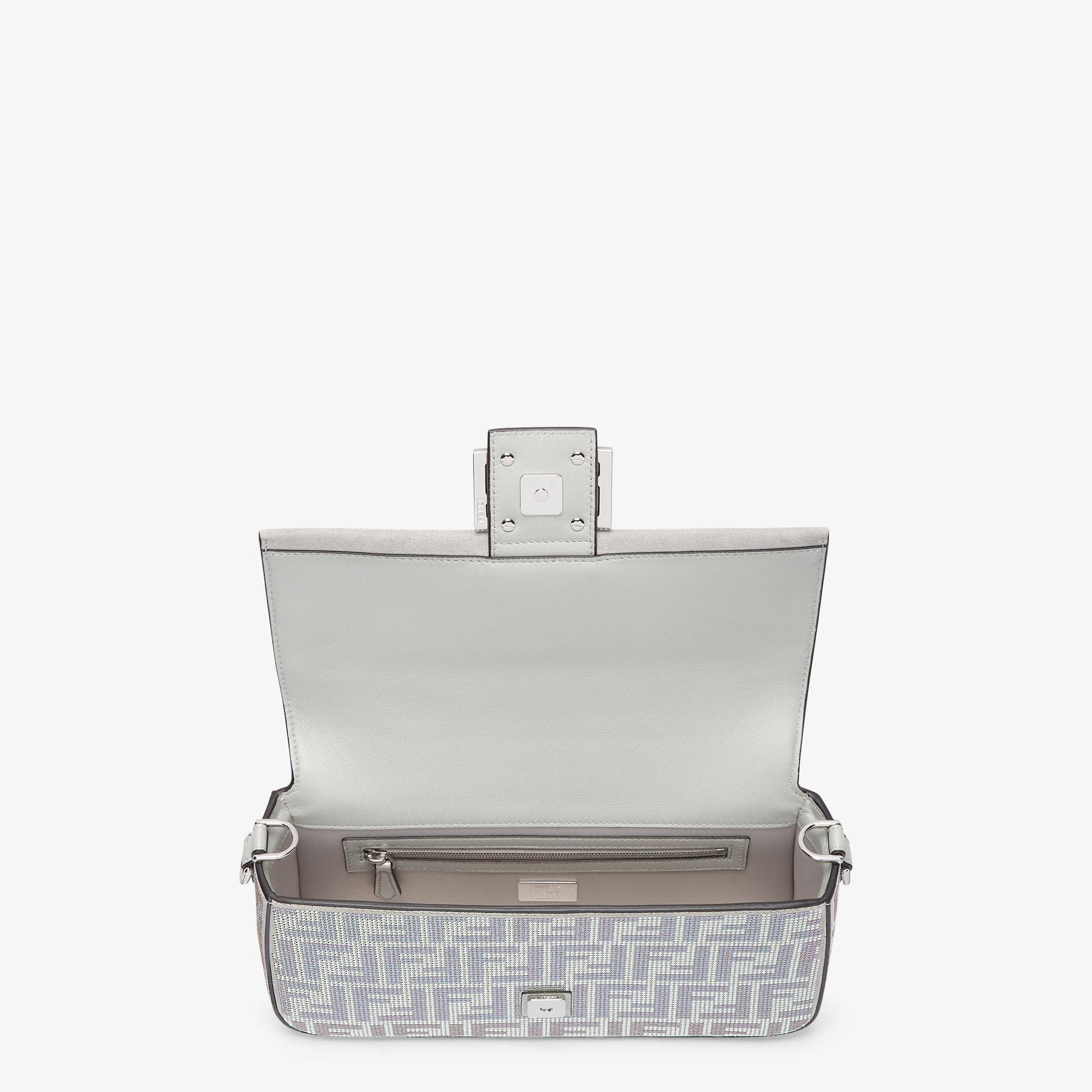 BaguetteSuede bag with FF in iridescent crystals and studs Product Image