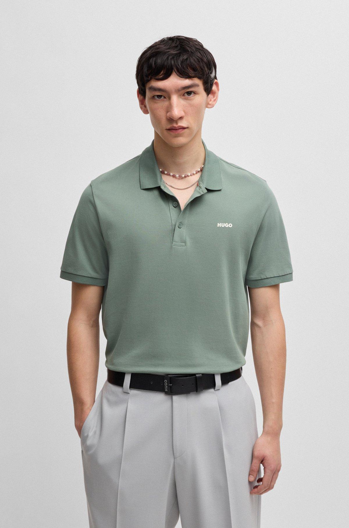 Cotton-piqué polo shirt with logo print Product Image